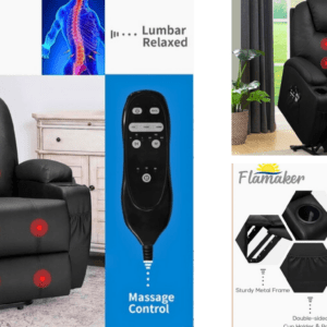 Leather Power Lift Recliner Massage Chair for Elderly